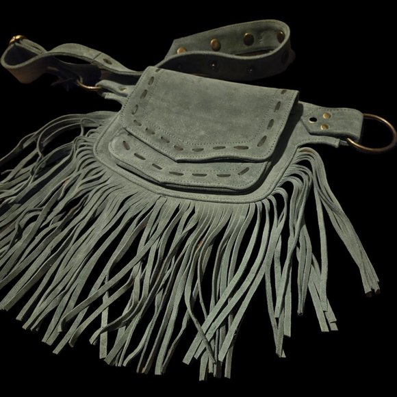 Genuine Leather Cow Girl Leather Fringes Fanny Pack - Picture 1 of 8